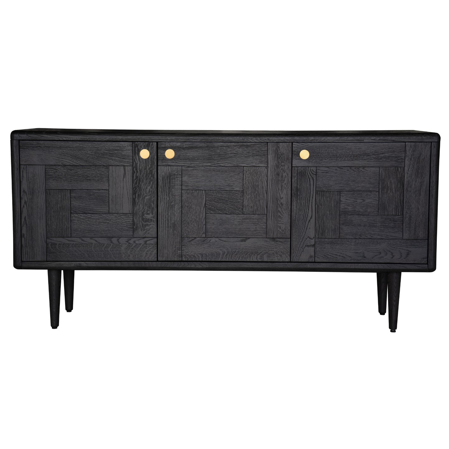 Claire Sideboard Buffet Table 160cm 3 Door Solid Oak Timber Wood - Black - Cosy Abode