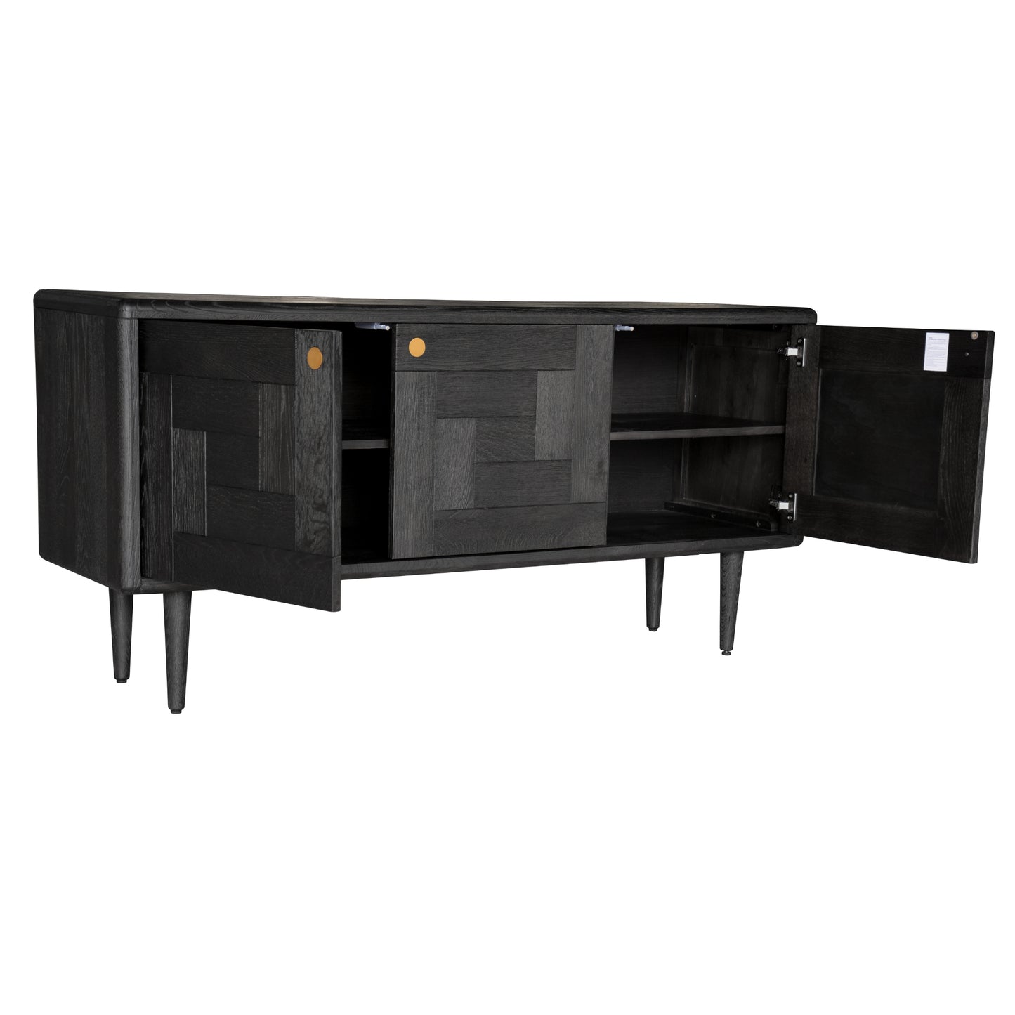 Claire Sideboard Buffet Table 160cm 3 Door Solid Oak Timber Wood - Black - Cosy Abode