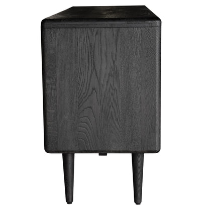 Claire Sideboard Buffet Table 160cm 3 Door Solid Oak Timber Wood - Black - Cosy Abode
