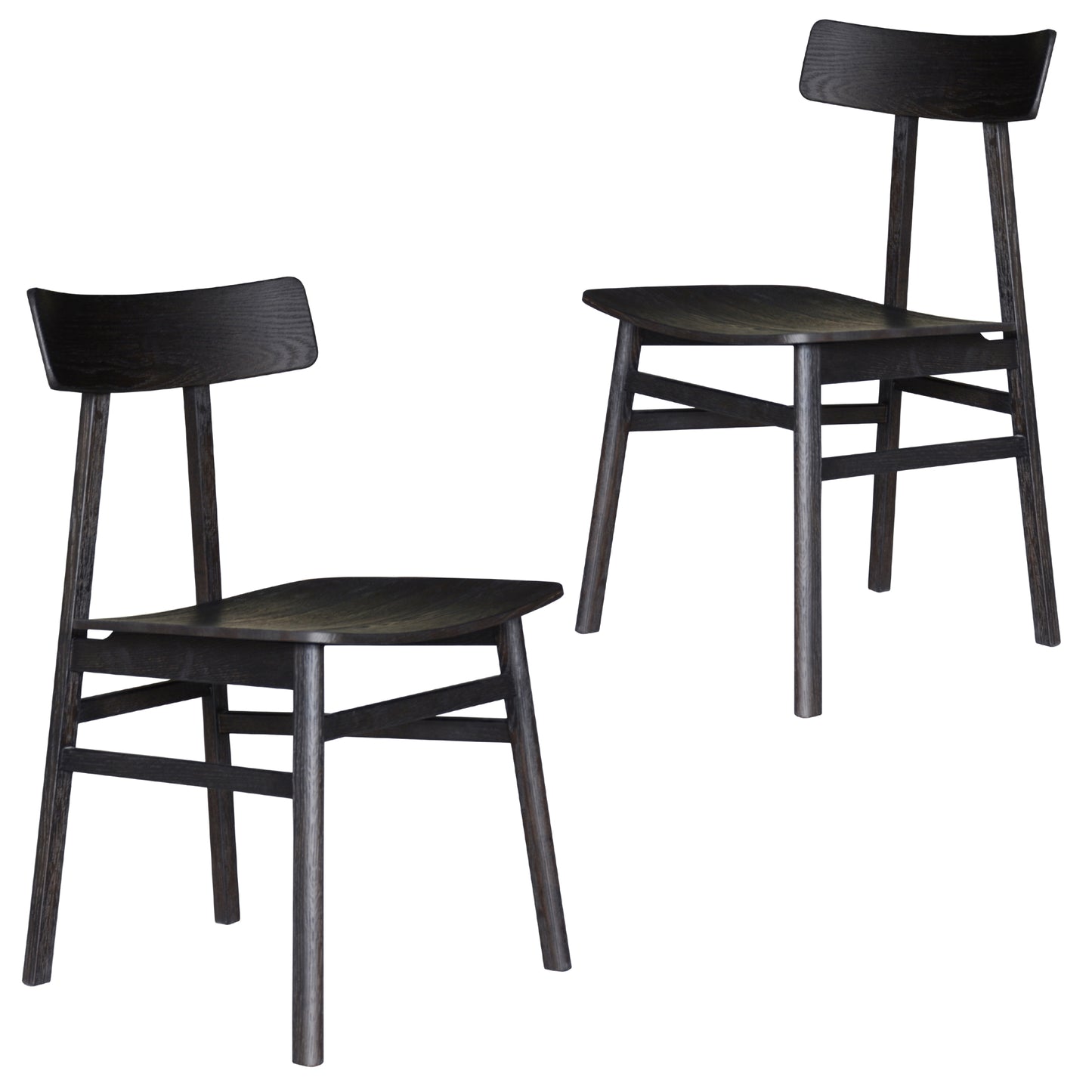 Claire Dining Chair Set of 2 Solid Oak Wood Timber Seat Furniture - Black - Cosy Abode