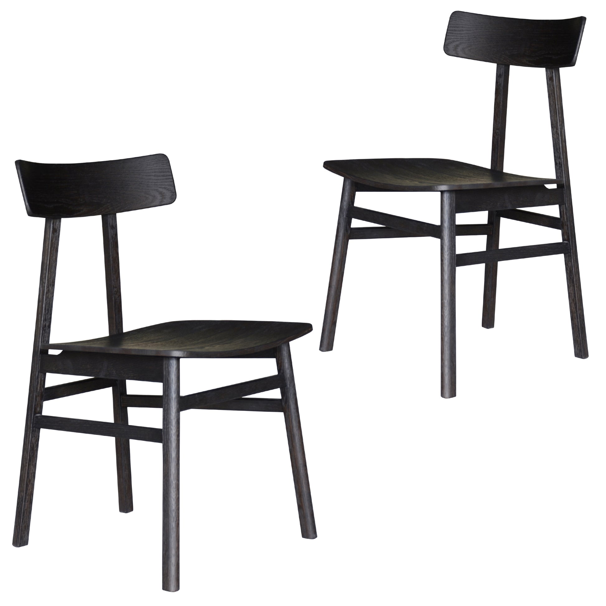 Claire Dining Chair Set of 2 Solid Oak Wood Timber Seat Furniture - Black - Cosy Abode
