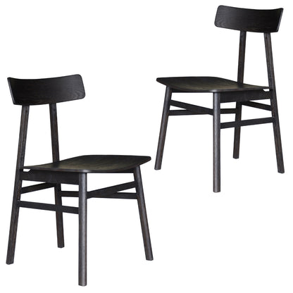 Claire Dining Chair Set of 2 Solid Oak Wood Timber Seat Furniture - Black - Cosy Abode