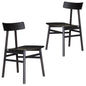 Claire Dining Chair Set of 2 Solid Oak Wood Timber Seat Furniture - Black - Cosy Abode