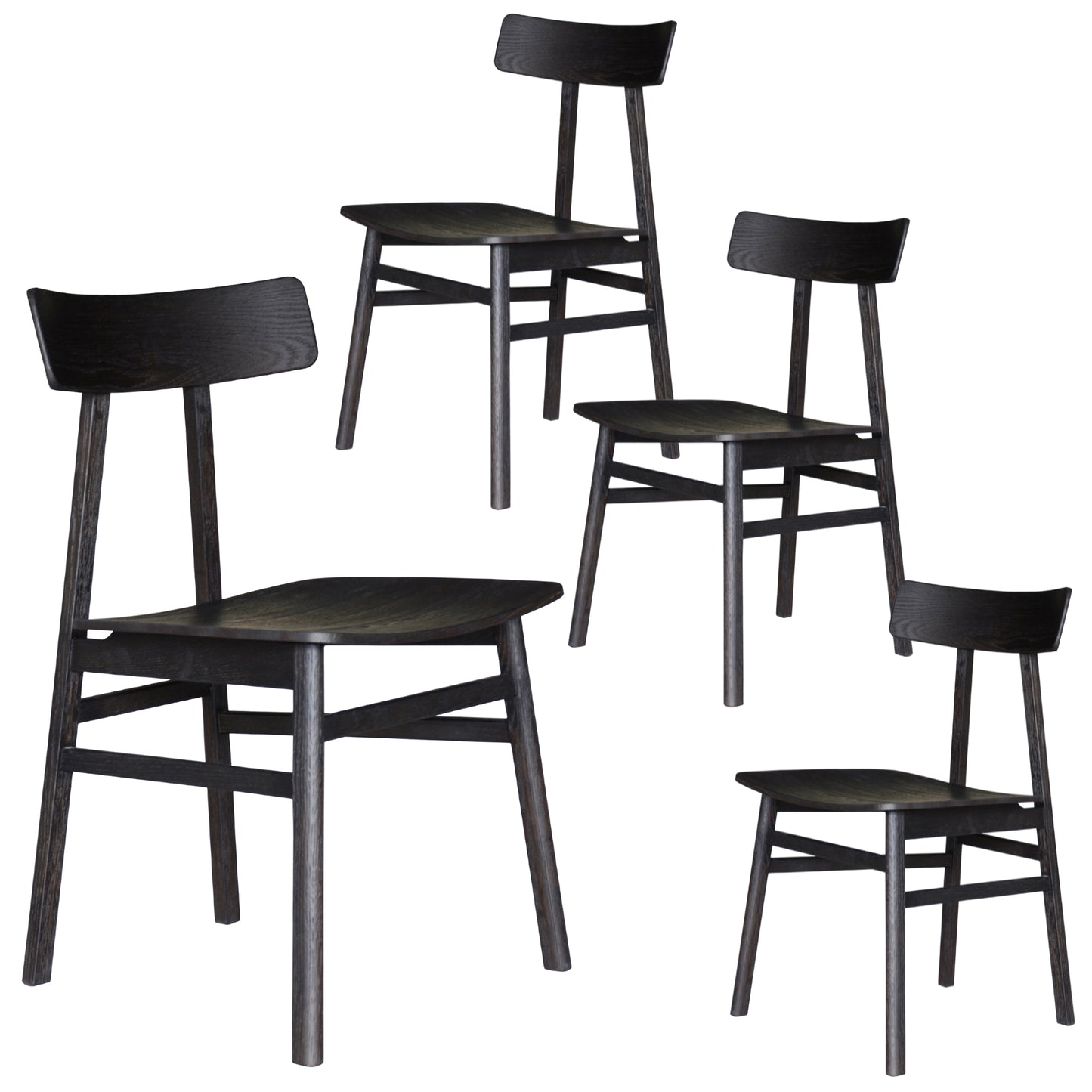 Claire Dining Chair Set of 4 Solid Oak Wood Timber Seat Furniture - Black - Cosy Abode