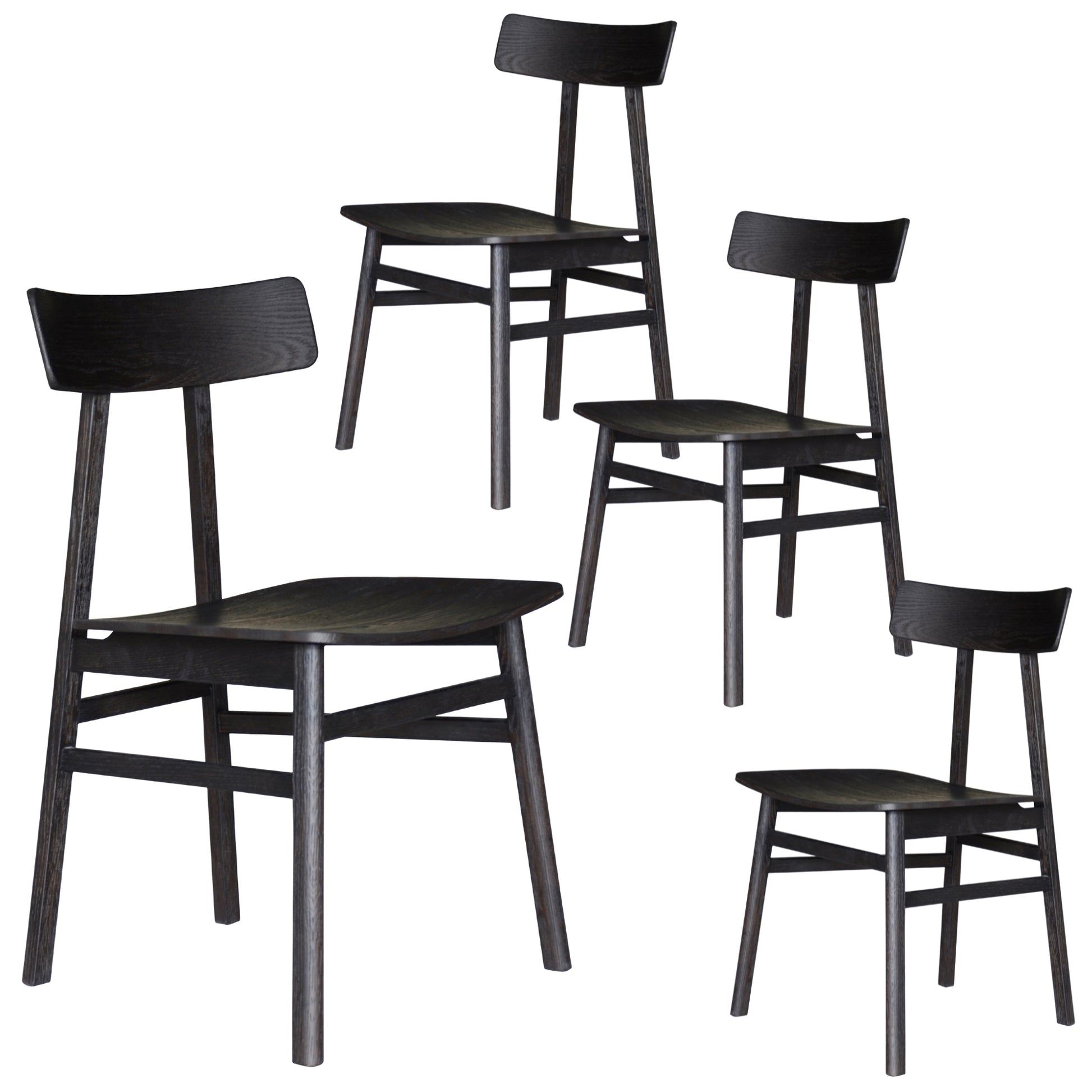 Claire Dining Chair Set of 4 Solid Oak Wood Timber Seat Furniture - Black - Cosy Abode