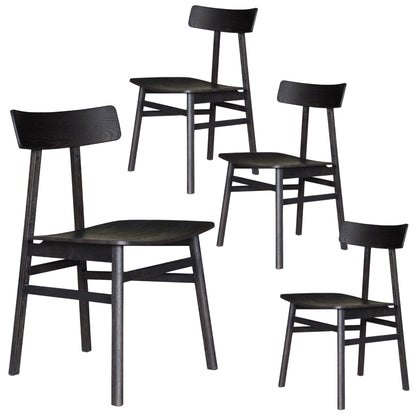 Claire Dining Chair Set of 4 Solid Oak Wood Timber Seat Furniture - Black - Cosy Abode