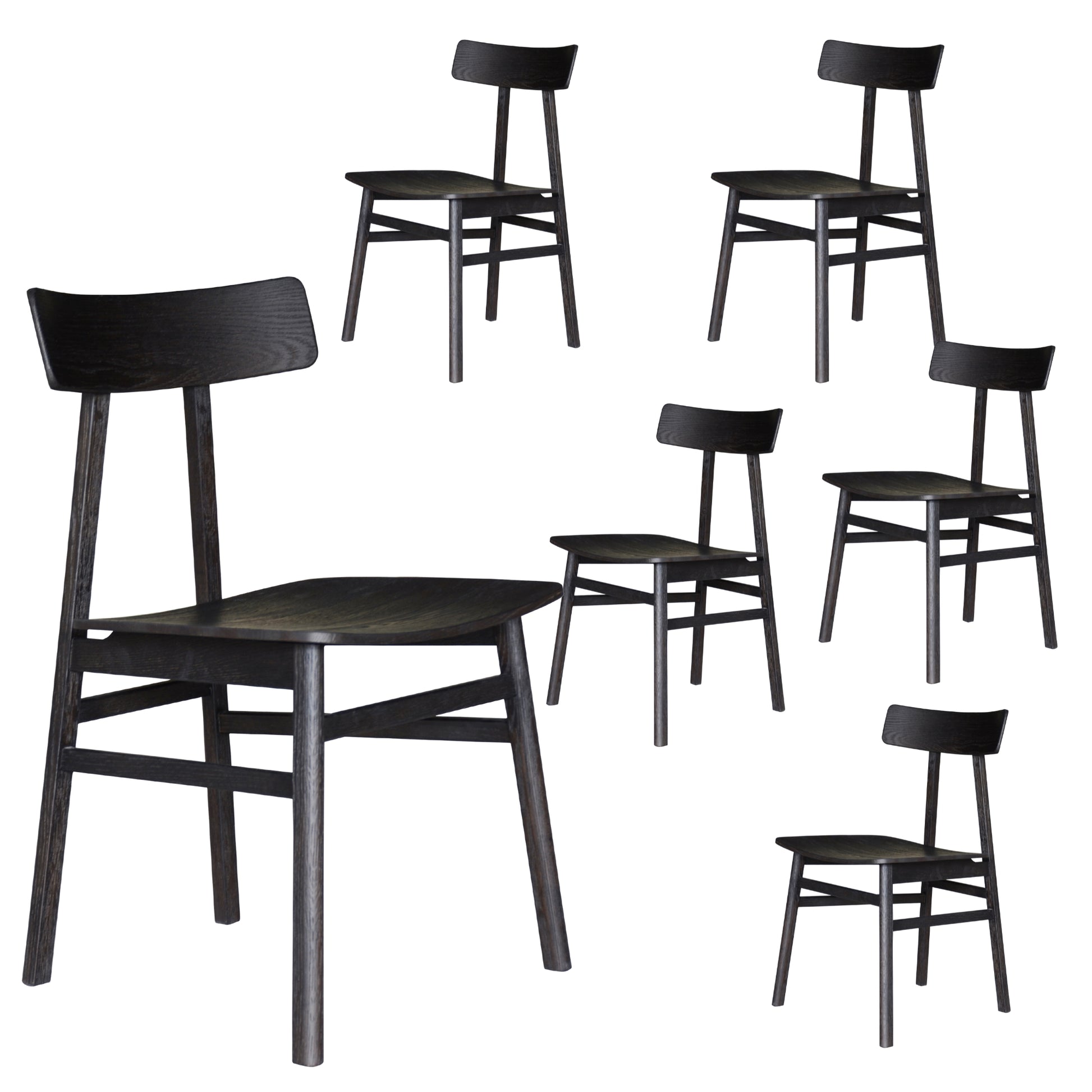 Claire Dining Chair Set of 6 Solid Oak Wood Timber Seat Furniture - Black - Cosy Abode