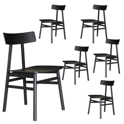 Claire Dining Chair Set of 6 Solid Oak Wood Timber Seat Furniture - Black - Cosy Abode