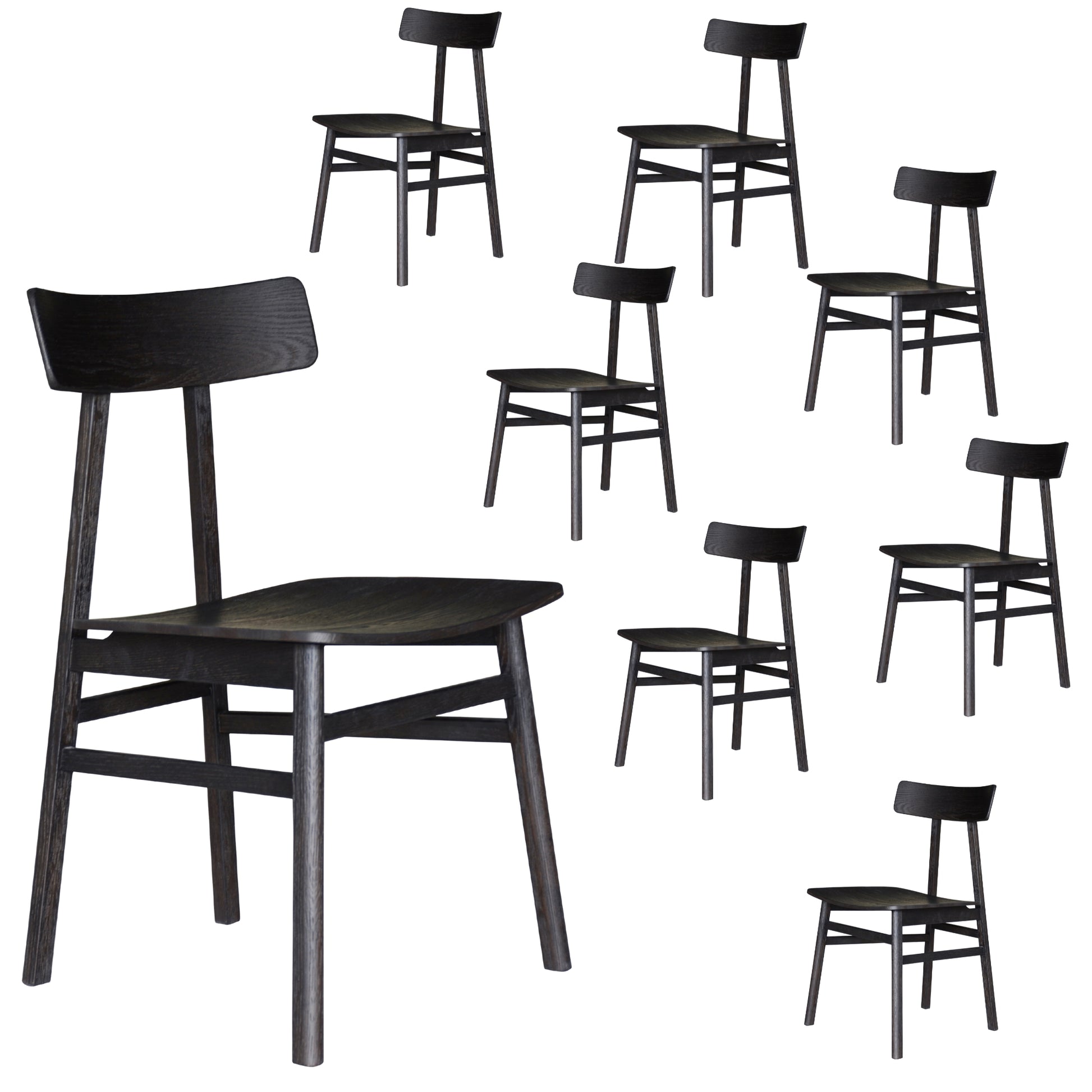 Claire Dining Chair Set of 8 Solid Oak Wood Timber Seat Furniture - Black - Cosy Abode