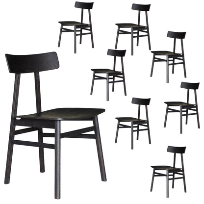 Claire Dining Chair Set of 8 Solid Oak Wood Timber Seat Furniture - Black - Cosy Abode