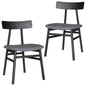 Claire Dining Chair Set of 2 Solid Oak Wood Fabric Seat Furniture - Black - Cosy Abode