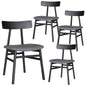 Claire Dining Chair Set of 4 Solid Oak Wood Fabric Seat Furniture - Black - Cosy Abode