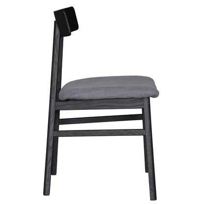 Claire Dining Chair Set of 4 Solid Oak Wood Fabric Seat Furniture - Black - Cosy Abode