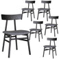 Claire Dining Chair Set of 6 Solid Oak Wood Fabric Seat Furniture - Black - Cosy Abode