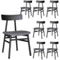 Claire Dining Chair Set of 8 Solid Oak Wood Fabric Seat Furniture - Black - Cosy Abode