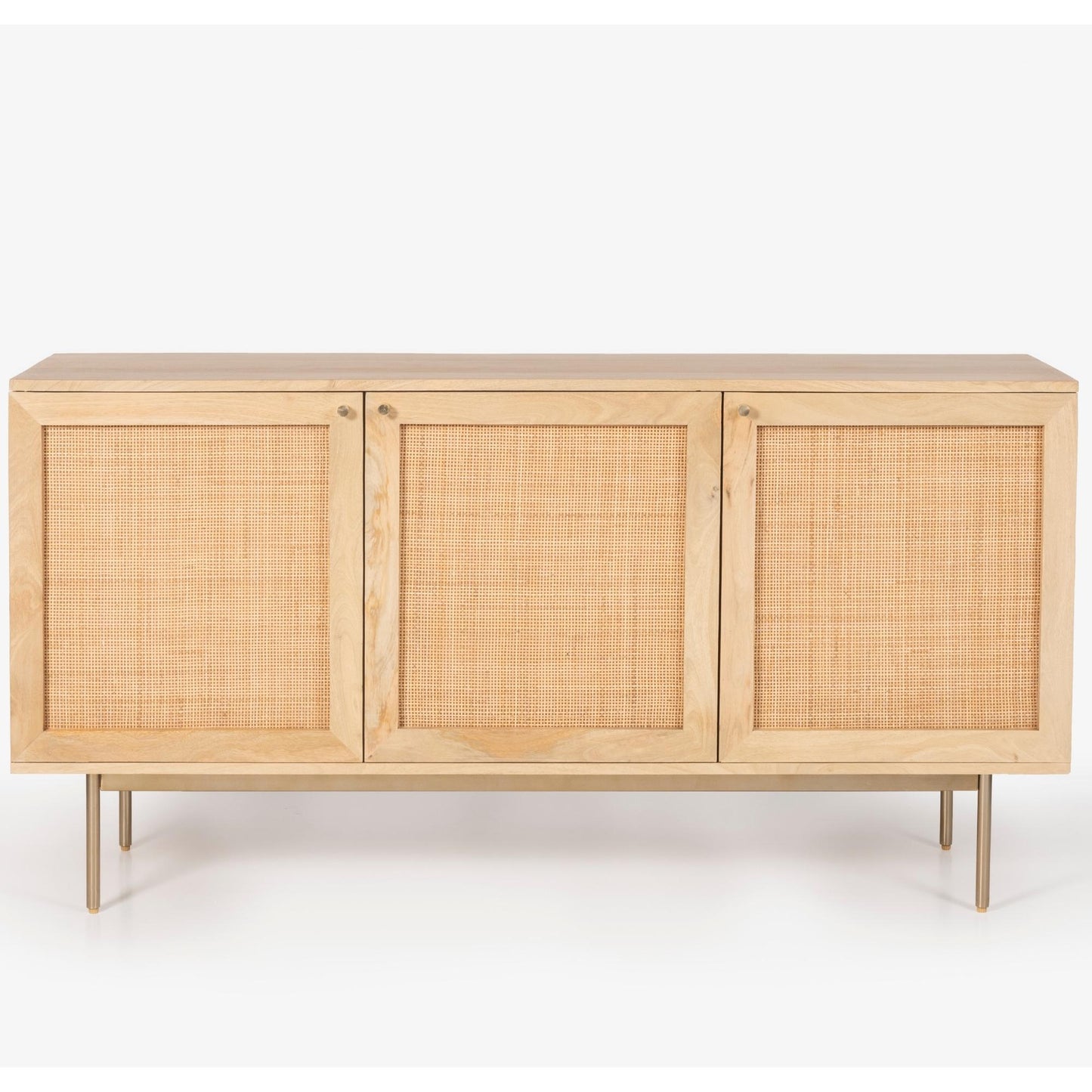 Martina Buffet Table Sideboard 145cm 3 Door Solid Mango Wood Storage Cabinet - Cosy Abode