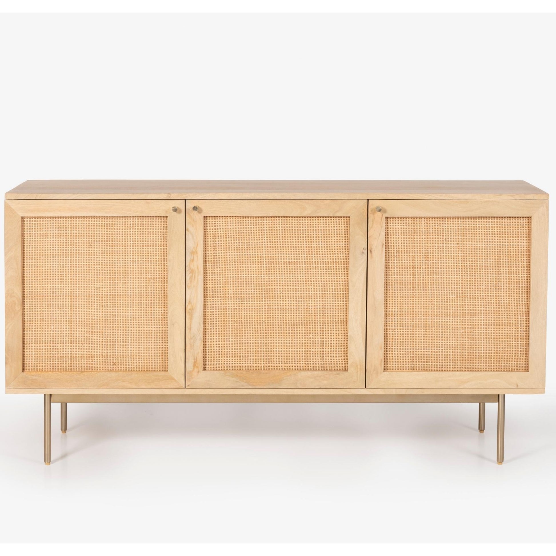 Martina Buffet Table Sideboard 145cm 3 Door Solid Mango Wood Storage Cabinet - Cosy Abode