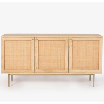 Martina Buffet Table Sideboard 145cm 3 Door Solid Mango Wood Storage Cabinet - Cosy Abode