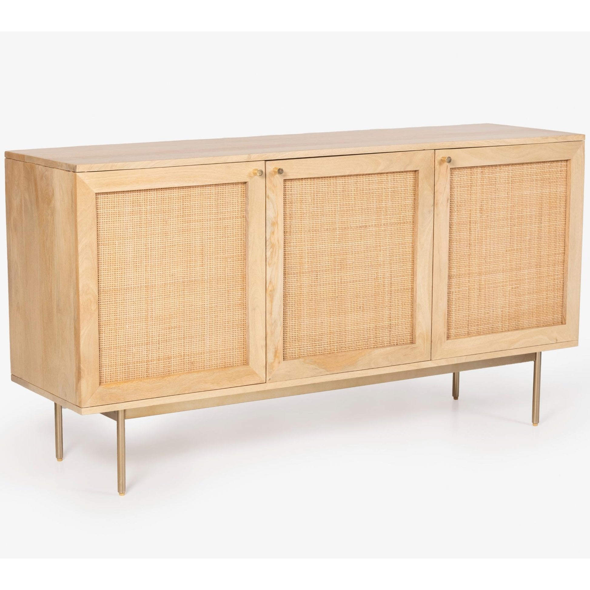 Martina Buffet Table Sideboard 145cm 3 Door Solid Mango Wood Storage Cabinet - Cosy Abode