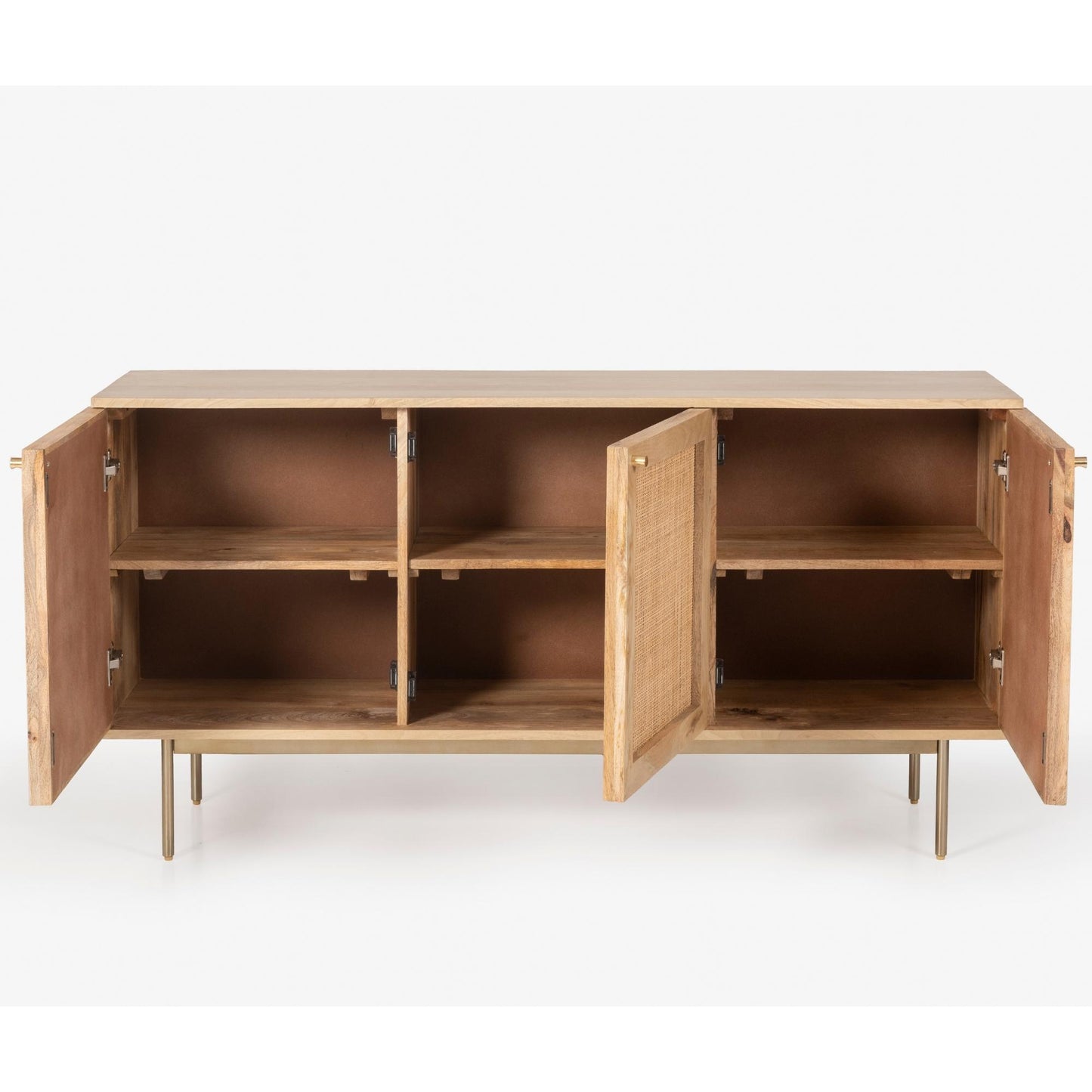 Martina Buffet Table Sideboard 145cm 3 Door Solid Mango Wood Storage Cabinet - Cosy Abode