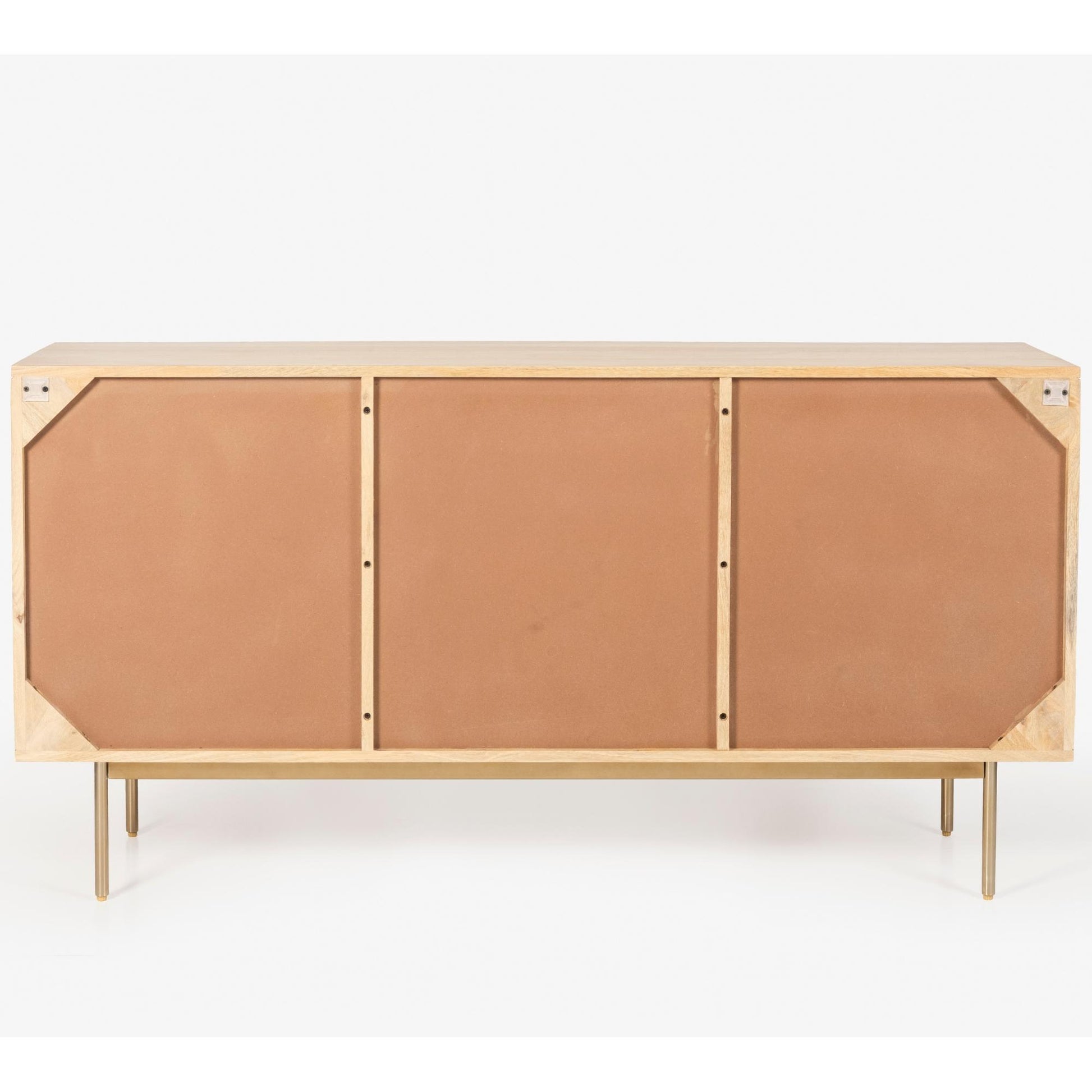 Martina Buffet Table Sideboard 145cm 3 Door Solid Mango Wood Storage Cabinet - Cosy Abode