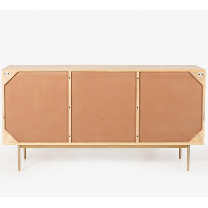 Martina Buffet Table Sideboard 145cm 3 Door Solid Mango Wood Storage Cabinet - Cosy Abode