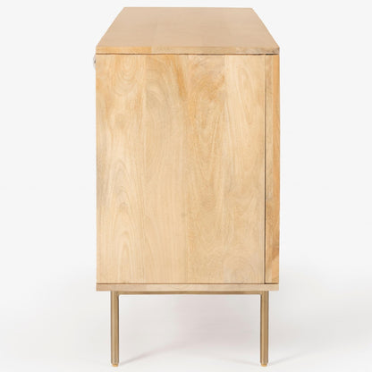 Martina Buffet Table Sideboard 145cm 3 Door Solid Mango Wood Storage Cabinet - Cosy Abode