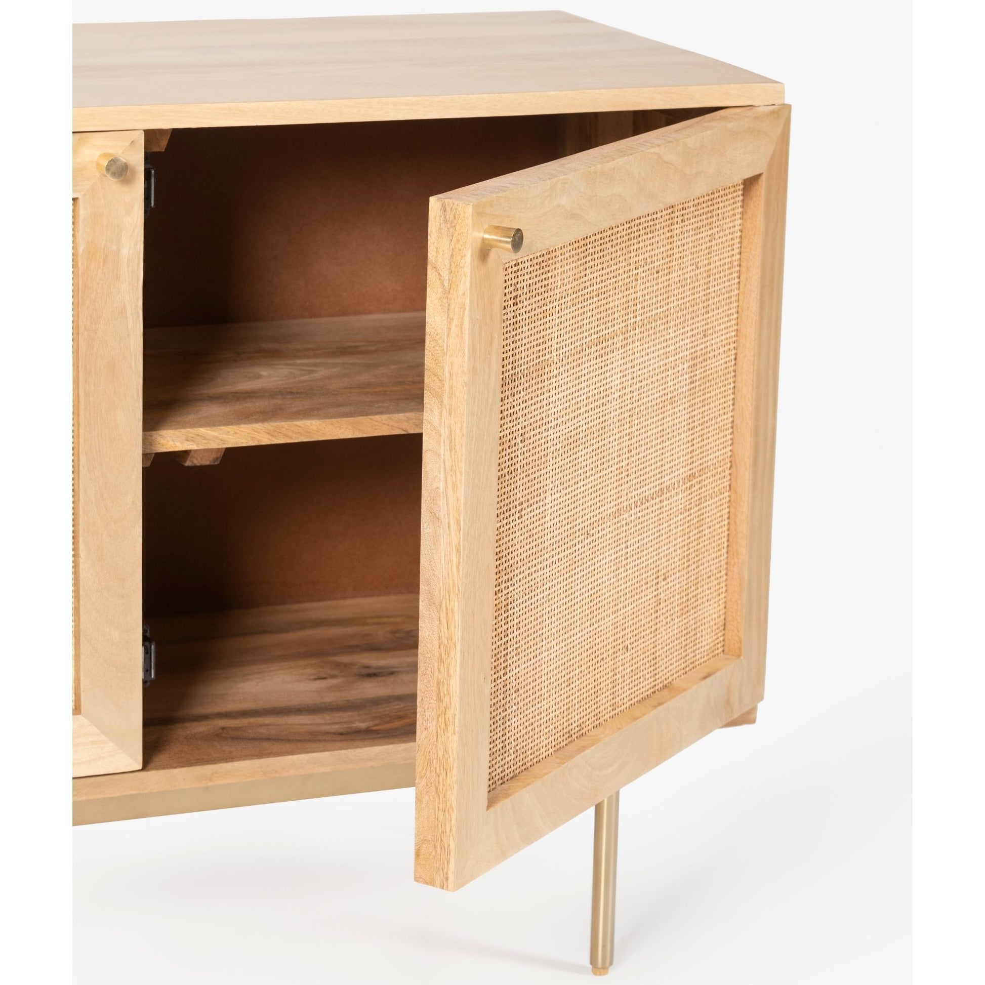 Martina Buffet Table Sideboard 100cm 2 Door Solid Mango Wood Storage Cabinet - Cosy Abode