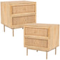 Martina Set of 2 Bedside Table 2 Drawer Storage Cabinet Solid Mango Wood Rattan - Cosy Abode