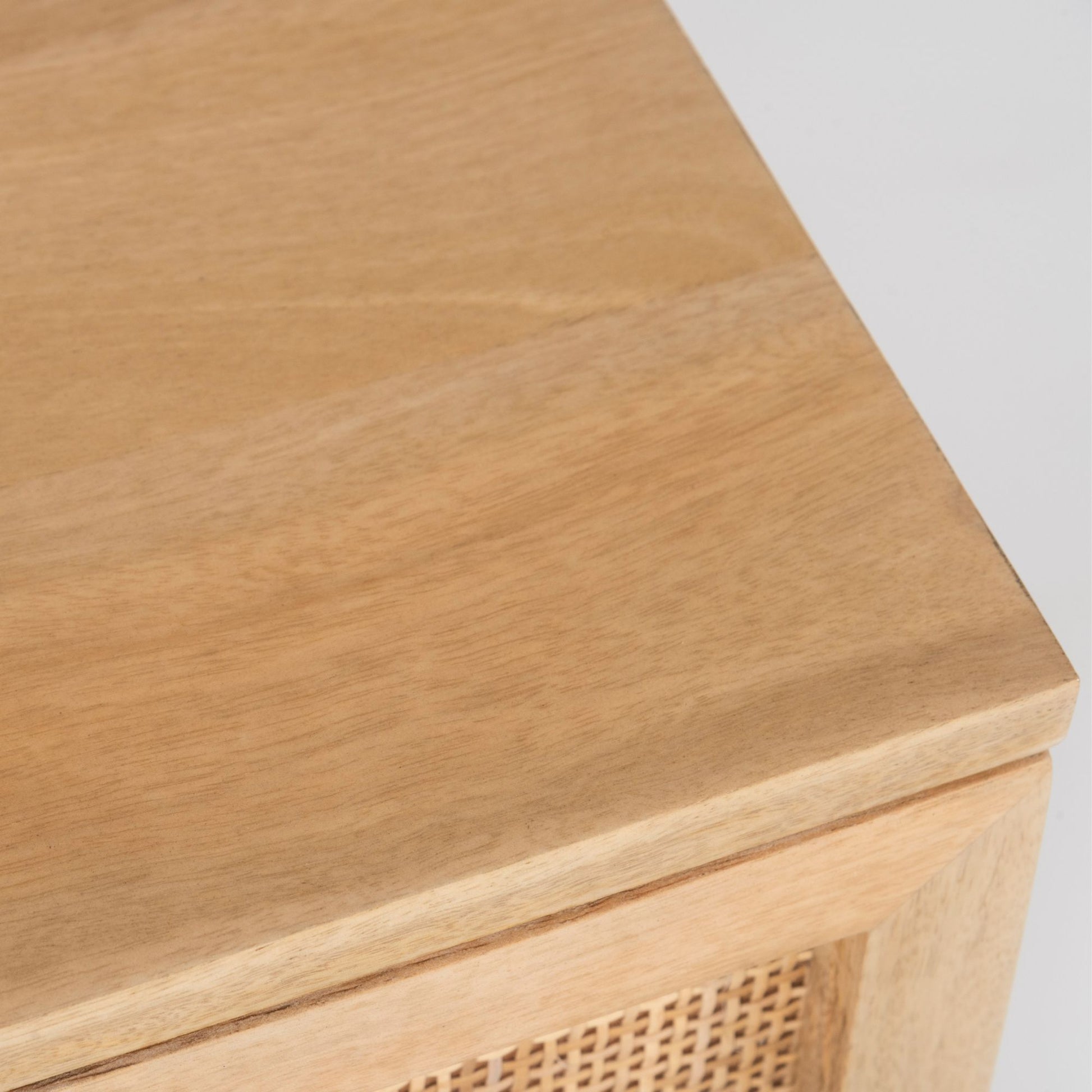 Martina Bedside Table 2 Drawer Storage Cabinet Solid Mango Wood Rattan - Cosy Abode