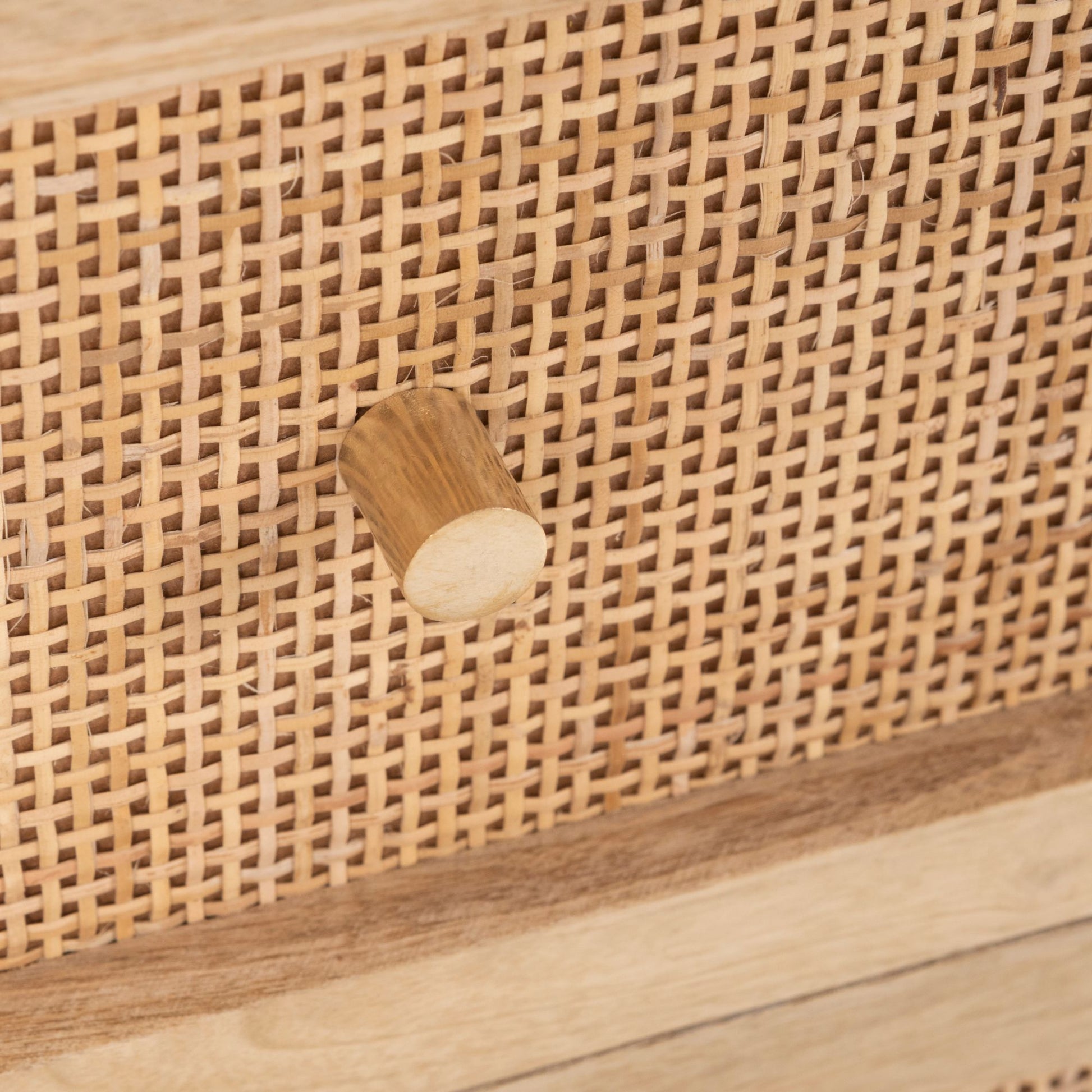 Martina Bedside Table 2 Drawer Storage Cabinet Solid Mango Wood Rattan - Cosy Abode