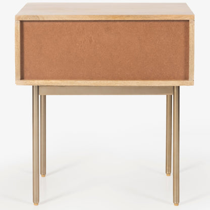 Martina Bedside Table 1 Drawer Storage Cabinet Solid Mango Wood Rattan - Cosy Abode
