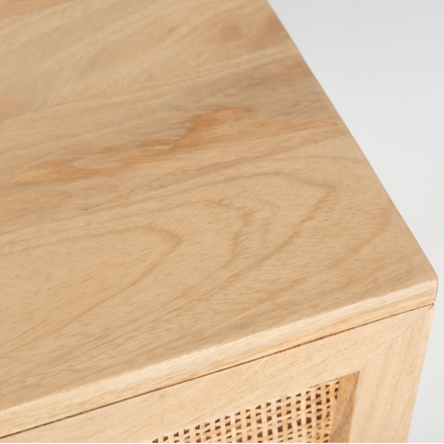 Martina Bedside Table 1 Drawer Storage Cabinet Solid Mango Wood Rattan - Cosy Abode
