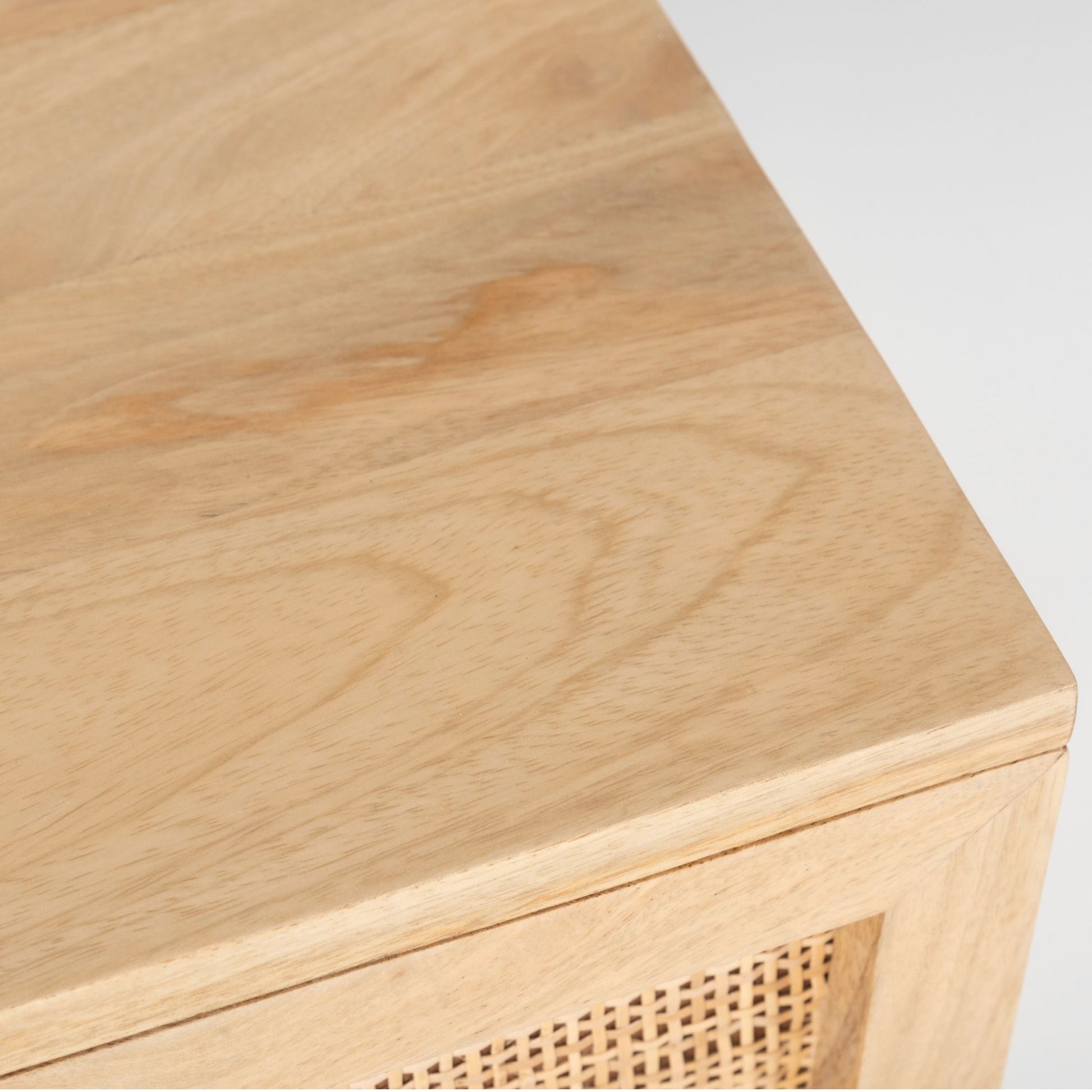 Martina Bedside Table 1 Drawer Storage Cabinet Solid Mango Wood Rattan - Cosy Abode