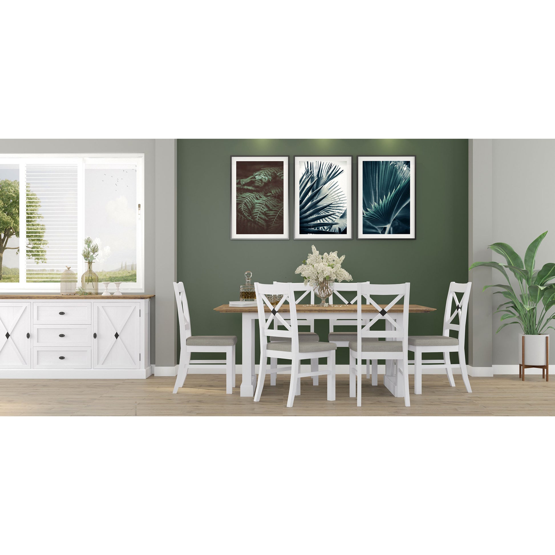 Beechworth Dining Chair Set of 2 Solid Pine Timber Wood Hampton Furniture - Grey - Cosy Abode