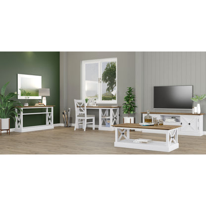 Beechworth Console Hallway Entry Table 140cm Solid Pine Wood Hampton - Grey - Cosy Abode