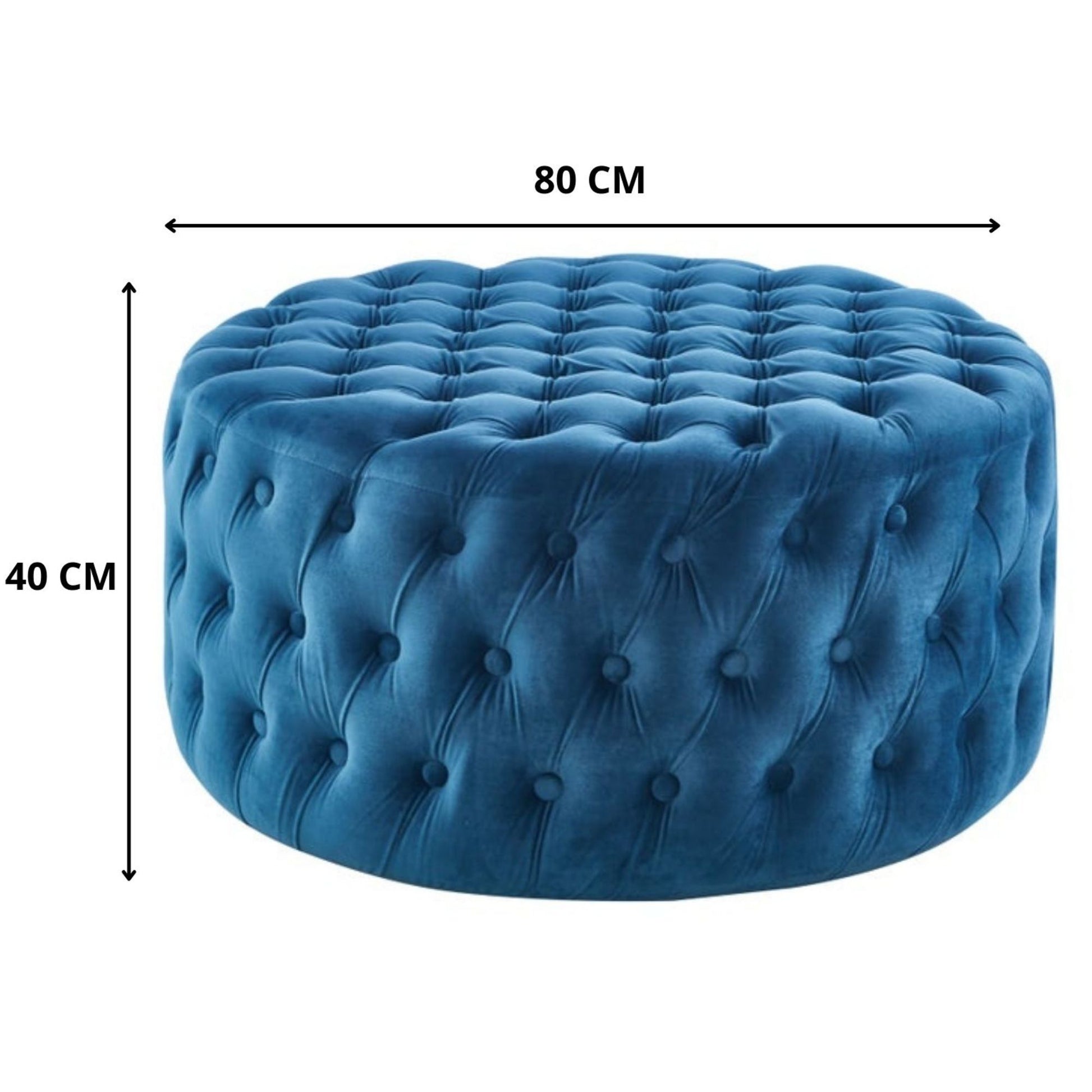 Cosmos Tufted Velvet Fabric Round Ottoman Footstools - Blue - Cosy Abode