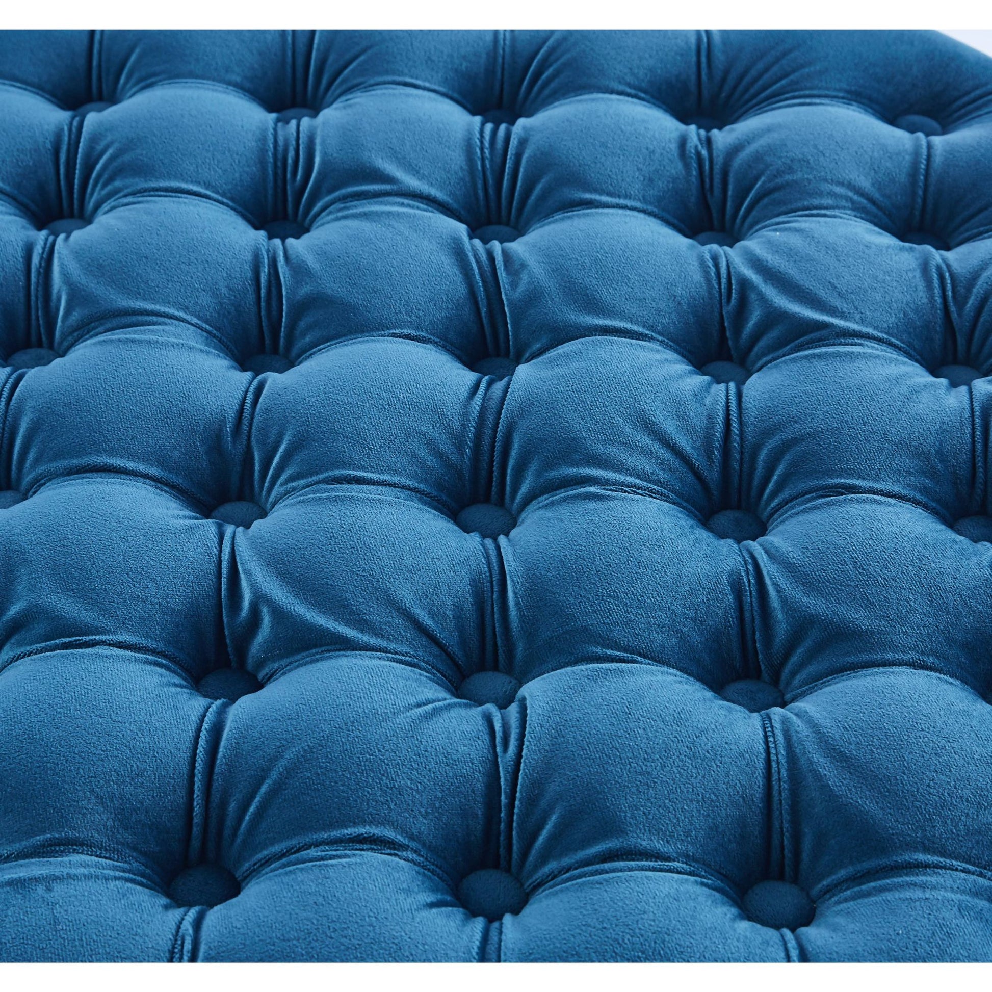 Cosmos Tufted Velvet Fabric Round Ottoman Footstools - Blue - Cosy Abode