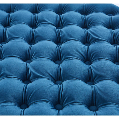 Cosmos Tufted Velvet Fabric Round Ottoman Footstools - Blue - Cosy Abode