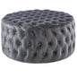 Cosmos Tufted Velvet Fabric Round Ottoman Footstools - Grey - Cosy Abode