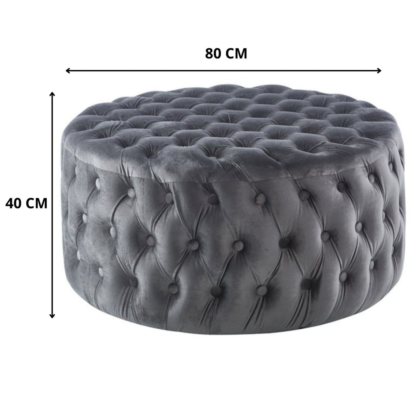 Cosmos Tufted Velvet Fabric Round Ottoman Footstools - Grey - Cosy Abode
