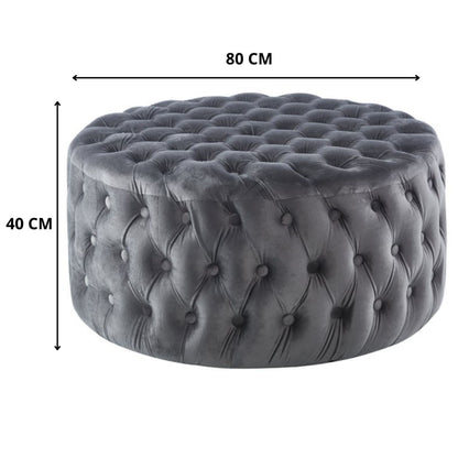 Cosmos Tufted Velvet Fabric Round Ottoman Footstools - Grey - Cosy Abode