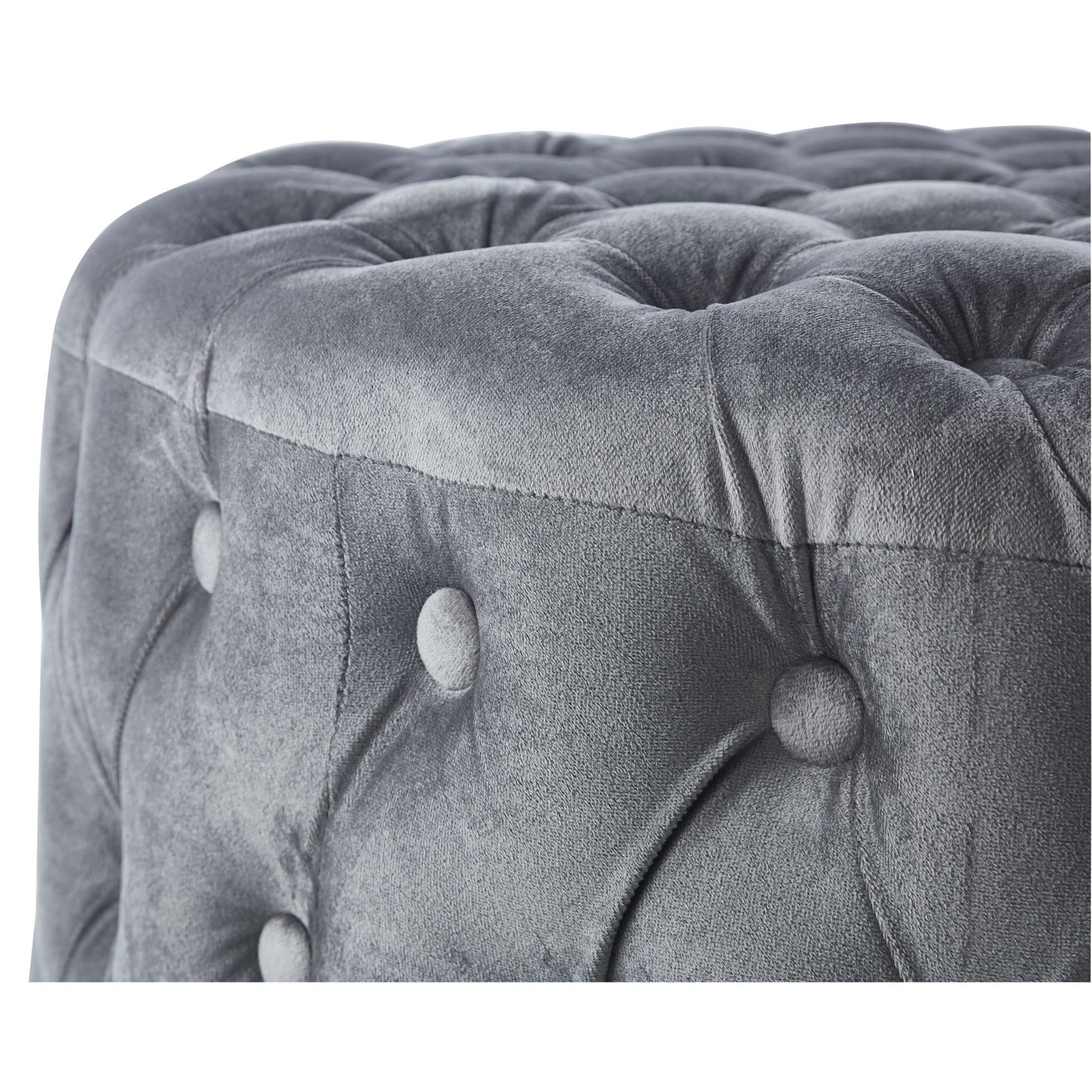 Cosmos Tufted Velvet Fabric Round Ottoman Footstools - Grey - Cosy Abode
