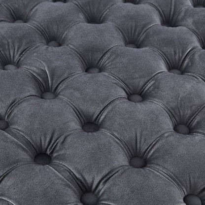 Cosmos Tufted Velvet Fabric Round Ottoman Footstools - Grey - Cosy Abode