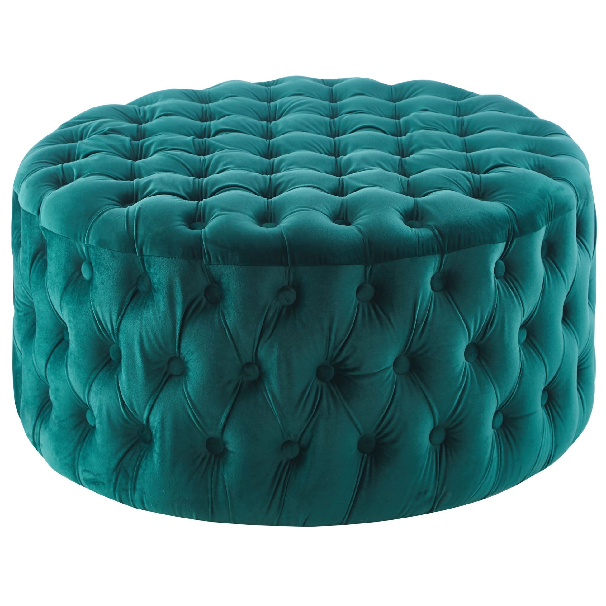 Cosmos Tufted Velvet Fabric Round Ottoman Footstools - Green - Cosy Abode