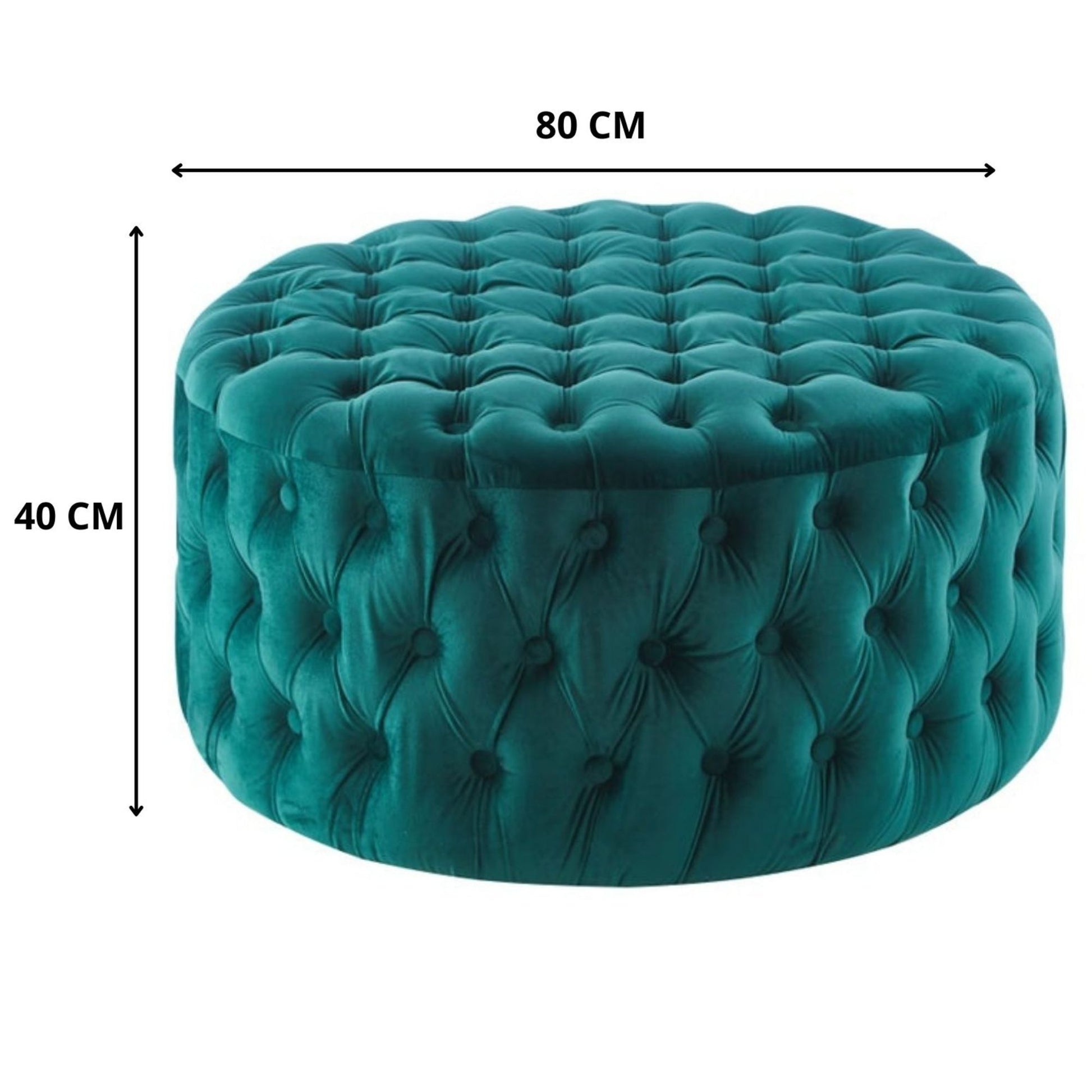Cosmos Tufted Velvet Fabric Round Ottoman Footstools - Green - Cosy Abode