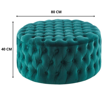 Cosmos Tufted Velvet Fabric Round Ottoman Footstools - Green - Cosy Abode