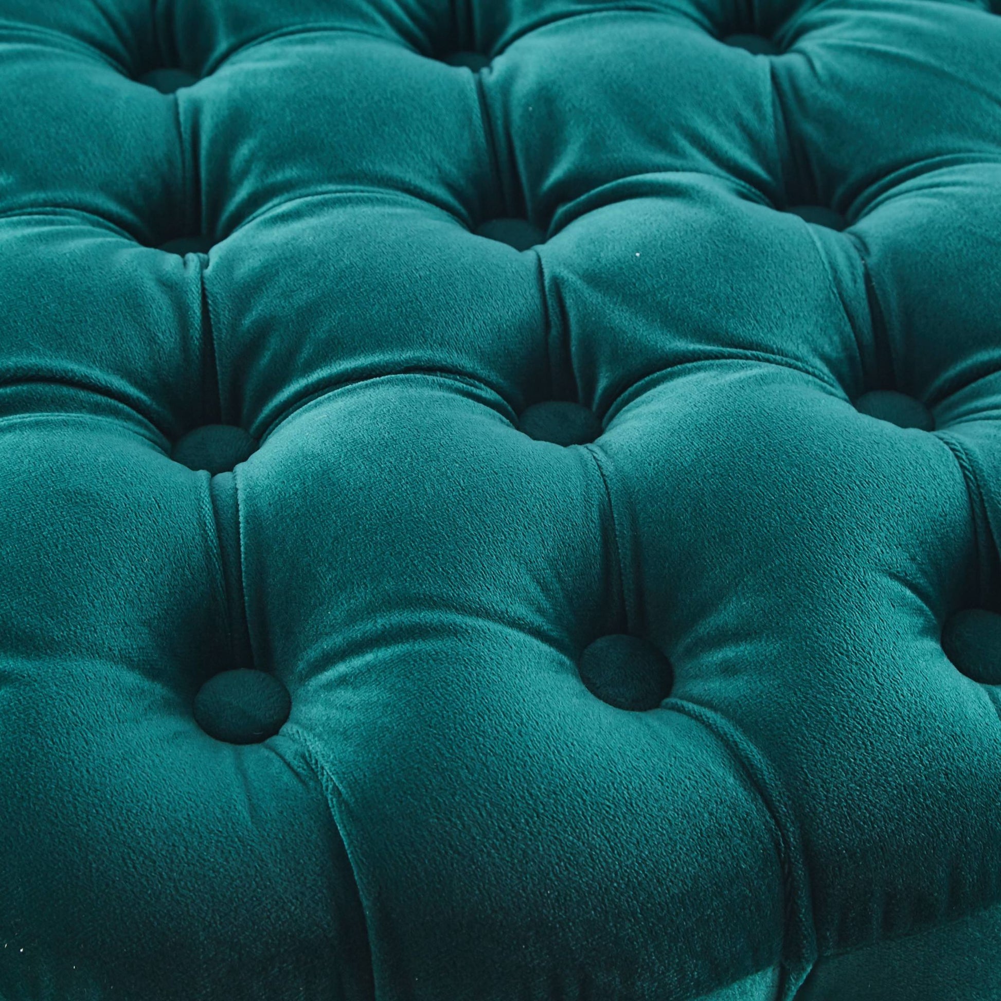 Cosmos Tufted Velvet Fabric Round Ottoman Footstools - Green - Cosy Abode