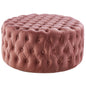 Cosmos Tufted Velvet Fabric Round Ottoman Footstools - Rose Pink - Cosy Abode