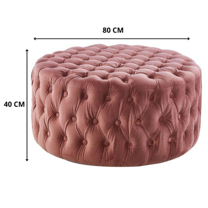 Cosmos Tufted Velvet Fabric Round Ottoman Footstools - Rose Pink - Cosy Abode